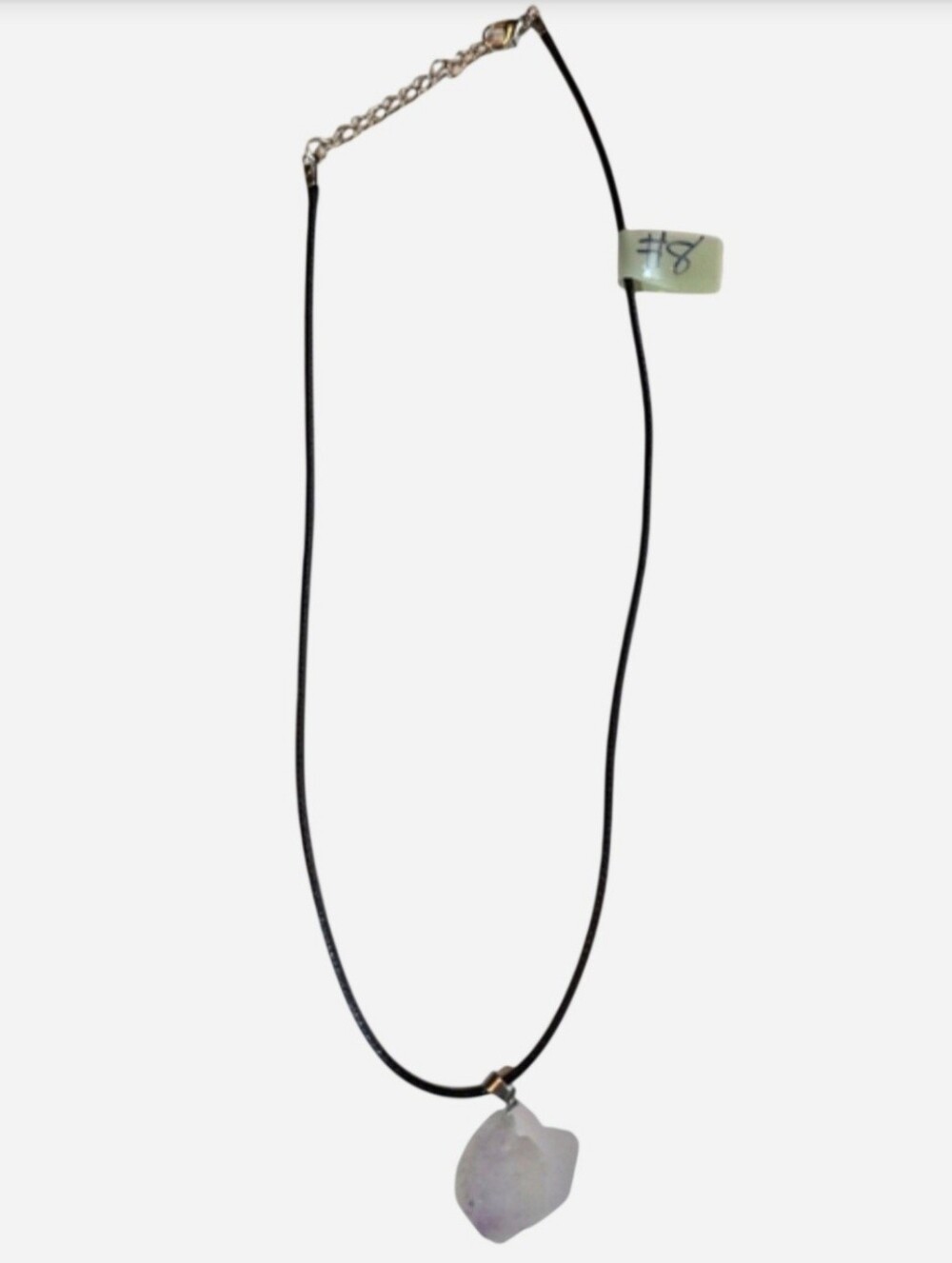 Natural Raw Amethyst Crystal Necklace with Black Faux Leather Cord